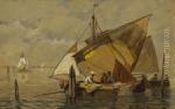 Venezianisches
 Fischerboot. Oil Painting by Ludwig Dill