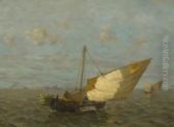 Fischerboote In Der
 Lagune. Oil Painting by Ludwig Dill