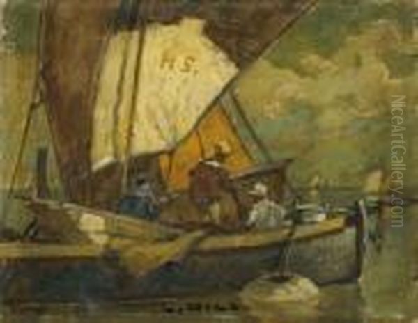 Fischerboot In Der Lagune Oil Painting by Ludwig Dill