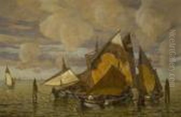 Fischerboote In Der
 Lagune. Oil Painting by Ludwig Dill