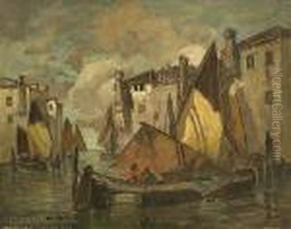 Fischerboote In Chioggia. Oil Painting by Ludwig Dill