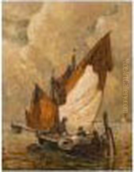 Fishing Boat Oil Painting by Ludwig Dill