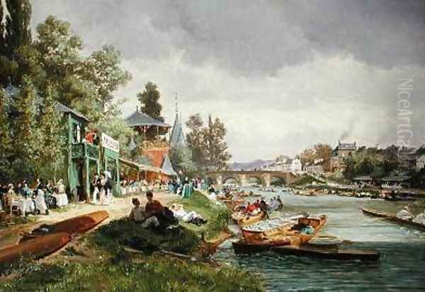 Joinville Le Pont Oil Painting by Edme Emile Laborne