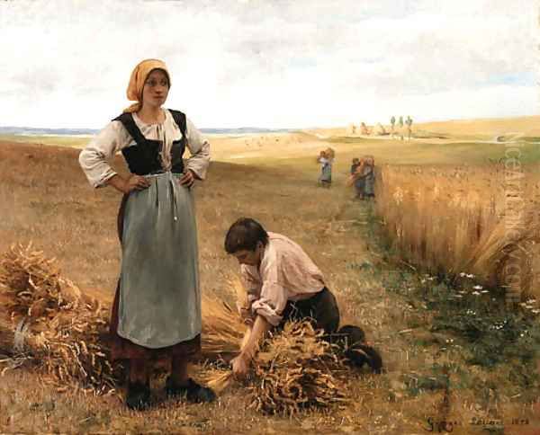 Harvesting the fields Oil Painting by Georges Laugee