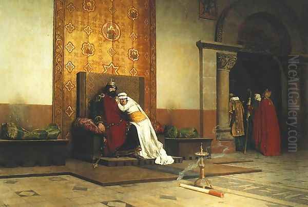 Excommunication of Robert the Pious in 998 Oil Painting by Jean-Paul Laurens