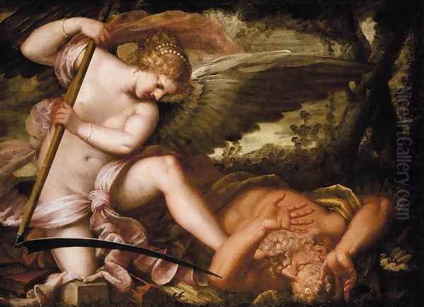 Time Being Overcome by Truth c. 1665 Oil Painting by Pietro Liberi