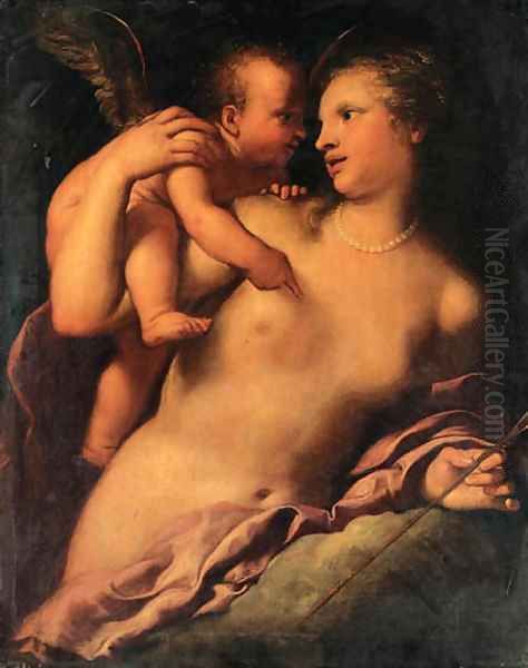 Venus disarming Cupid Oil Painting by Pietro Liberi