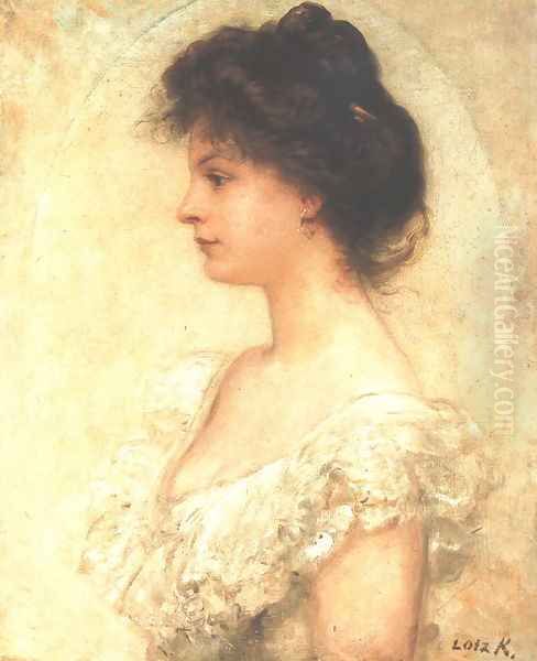 Portrait of Kornelia Lotz 1890s Oil Painting by Karoly Lotz