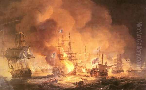 Battle of the Nile, August 1st 1798 at 10 pm Oil Painting by Thomas Luny