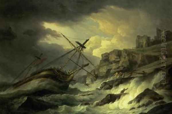 A Shipwreck said to be The Dutton Oil Painting by Thomas Luny