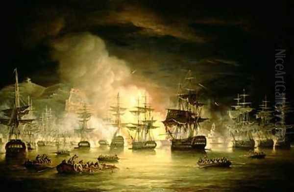 Bombardment of Algiers August 1816 1820 Oil Painting by Thomas Luny