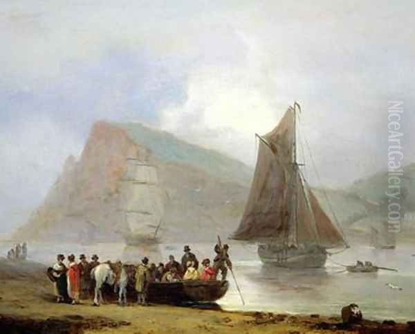 Boarding the Ferry at Teignmouth 1821 Oil Painting by Thomas Luny