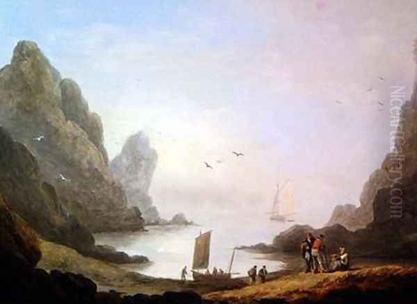 A Secluded Cove Oil Painting by Thomas Luny