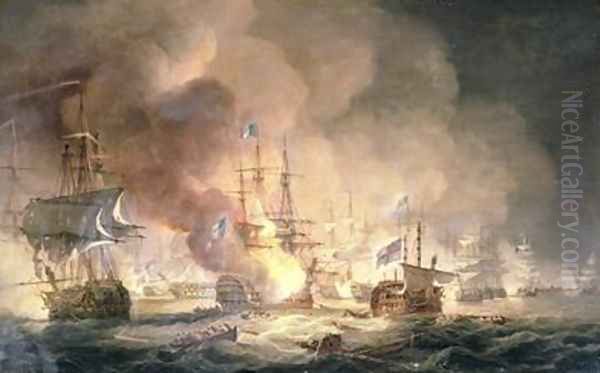 Battle of the Nile 1st August 1798 at 10pm 1834 Oil Painting by Thomas Luny