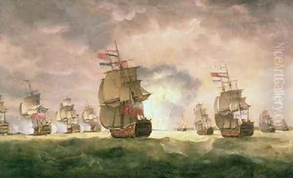 Admiral Sir George Rodney defeats a Spanish Squadron off the coast of Cape St Vincent 16th January 1780 Oil Painting by Thomas Luny