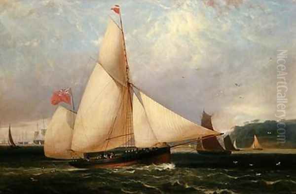 The 12th Duke of Norfolks Yacht Arundel Oil Painting by Thomas Luny