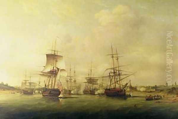 Action off the coast of France 13th May 1779 Oil Painting by Thomas Luny