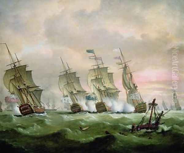 Admiral Sir Edward Hawke defeating Admiral M de Conflans in the Bay of Biscay Oil Painting by Thomas Luny