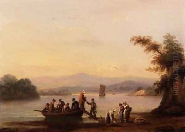 On the Dart near Dittisham 1828 Oil Painting by Thomas Luny