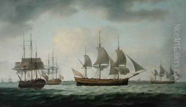 Merchant Vessels off the Coast 1783 Oil Painting by Thomas Luny