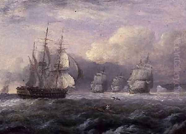 Running Before a Stiff Breeze North Foreland Coast of Kent Oil Painting by Thomas Luny