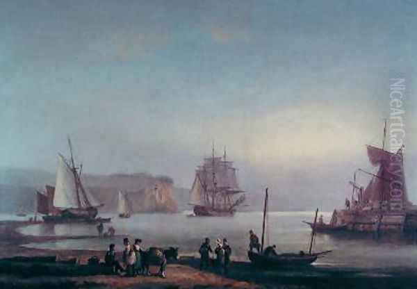 Shipping in an Estuary Oil Painting by Thomas Luny