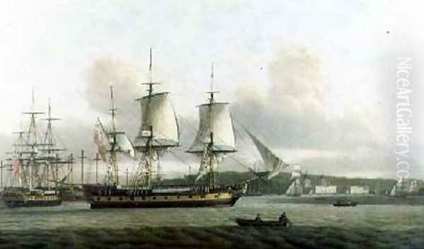 The Leda in Two Positions off Greenwich 1785 Oil Painting by Thomas Luny