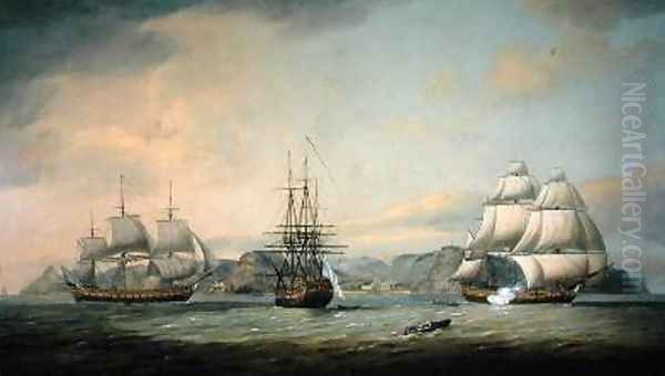 East Indiaman Ceres off St Helena 1788 Oil Painting by Thomas Luny