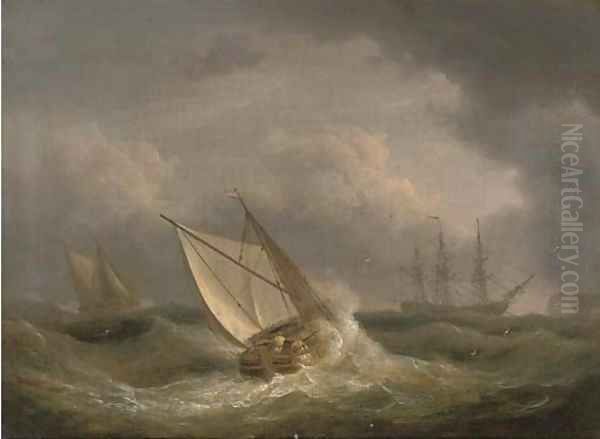 Riding out the gale off the Ness Oil Painting by Thomas Luny