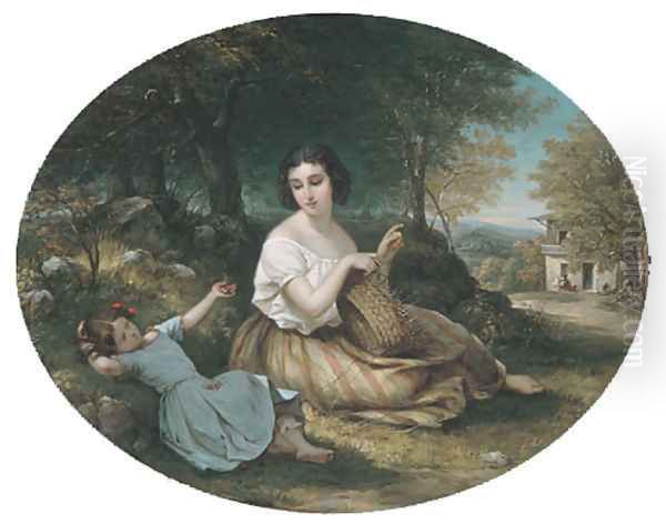 The Basket Maker Oil Painting by Louis Lang