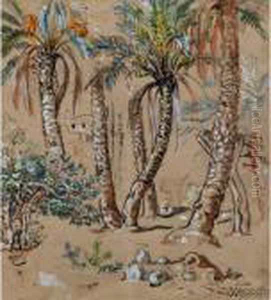 Palmiers Dans L'oasis Oil Painting by Alphonse Etienne Dinet