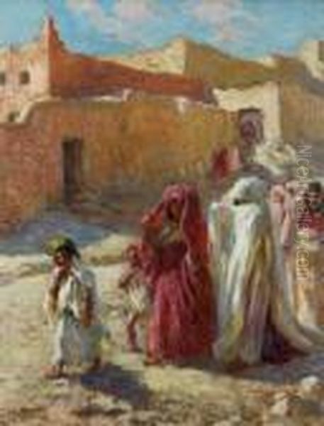 Femmes De Bou Saada Oil Painting by Alphonse Etienne Dinet