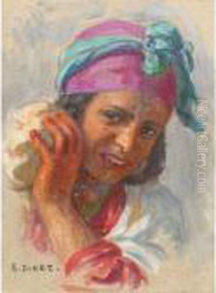 Portrait De Jeune Fille Oil Painting by Alphonse Etienne Dinet