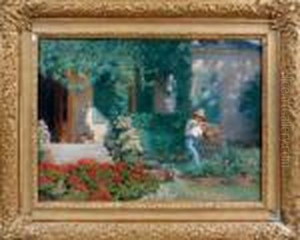 Jardin De La Maison Du Peintre A Hericy Pres De Fontainebleau Oil Painting by Alphonse Etienne Dinet