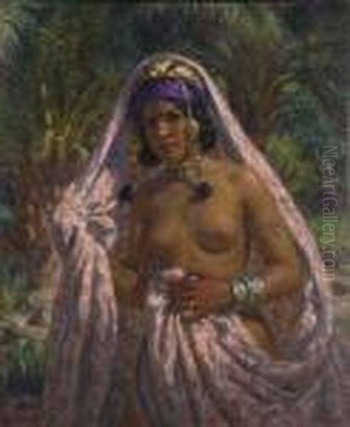 Baigneuse Dans La Palmeraie Oil Painting by Alphonse Etienne Dinet