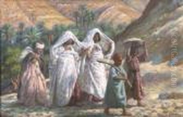 Femmes De Bou Saada Oil Painting by Alphonse Etienne Dinet