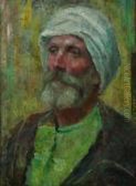 Portrait Of A Morroccan Man Oil Painting by Alphonse Etienne Dinet