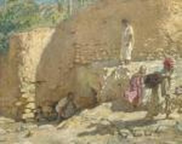 Les Enfants De Bou Saada Oil Painting by Alphonse Etienne Dinet