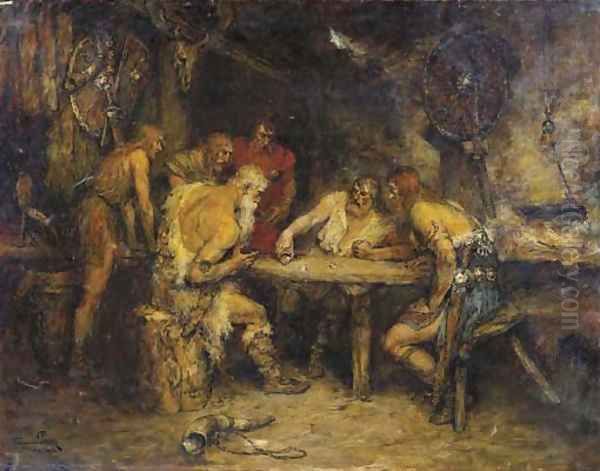 A viking's game Oil Painting by Ferdinand Leeke