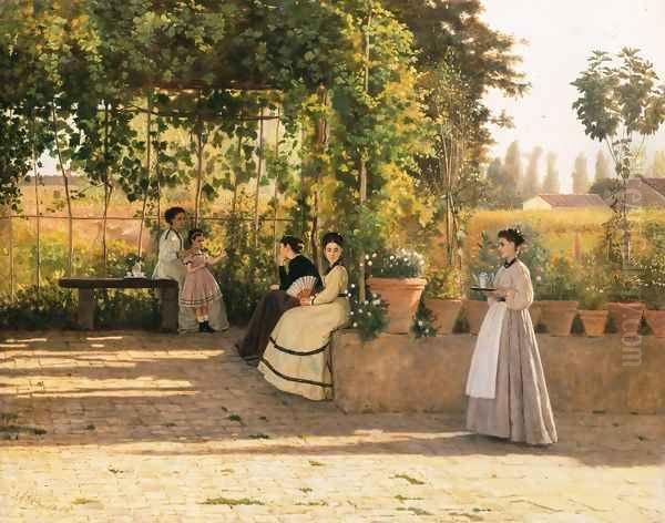 The Pergola 1868 Oil Painting by Sylvestro Lega