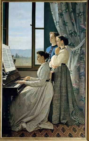 The Folk Song 1867 Oil Painting by Sylvestro Lega