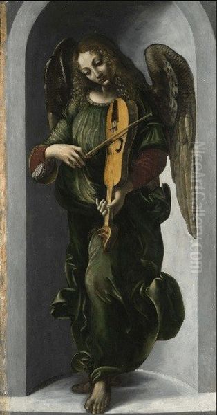 Angel in Green with a Veille 1506 Oil Painting by Associate of Leonardo da Vinci