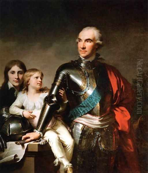 Count Stanislas Felix Potocki and his Two Sons Oil Painting by Johann Baptist the Elder Lampi