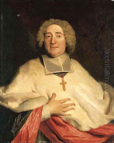 Portrait of a bishop, bust-length, in winter dress Oil Painting by Nicolas de Largillierre