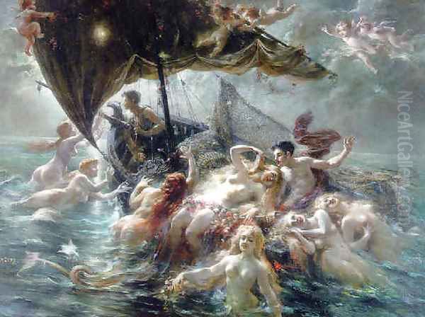 Song of the seas, 1912 Oil Painting by Adolphe LaLyre (Lalire)