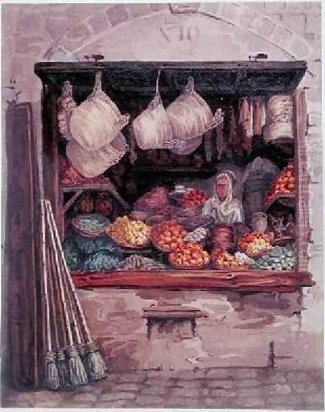 A Woman Selling Fruit and Vegetables Algiers Oil Painting by Theodore Leblanc