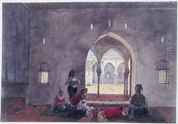 A Moorish Interior Oil Painting by Theodore Leblanc