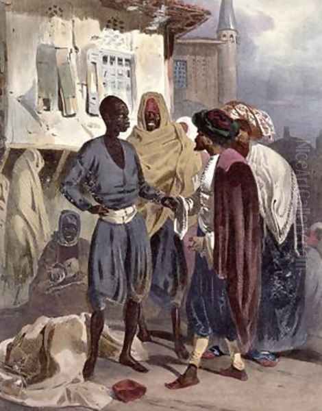 The Slave Market at Ak-Hissar Oil Painting by Theodore Leblanc