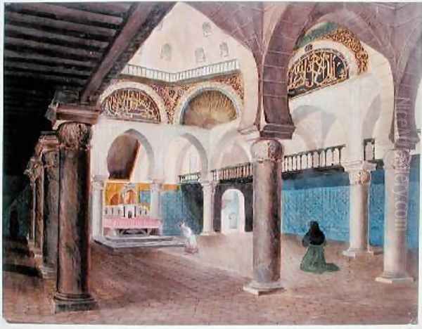 Interior of a Mosque Converted into a Bishops Palace Algiers Oil Painting by Theodore Leblanc