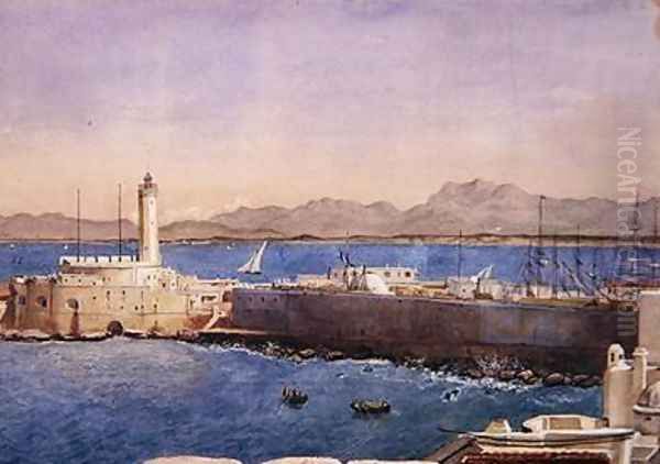 The Harbour and Jetty at Algiers Oil Painting by Theodore Leblanc